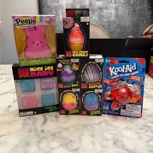 Peeps & NeeDoh Kids Squishy Toy Bundle - Pink, Blue, Purple, Red